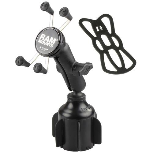 RAM MOUNTS Stubby Cup Holder Mount with Universal X-Grip Phone Holder