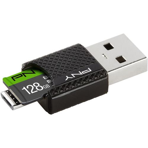 PNY Technologies 128GB Elite microSDXC Memory Card with OTG Card Reader