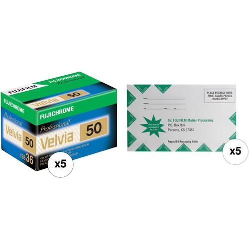 FUJIFILM Fujichrome Velvia 50 Professional RVP 50 Color Transparency Film with Processing Mailer Kit