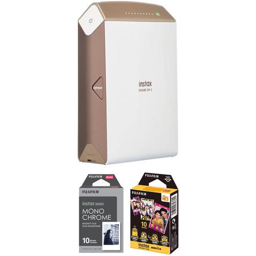 FUJIFILM INSTAX SHARE Smartphone Printer SP-2 with Monochrome and Candy Pop Film Kit