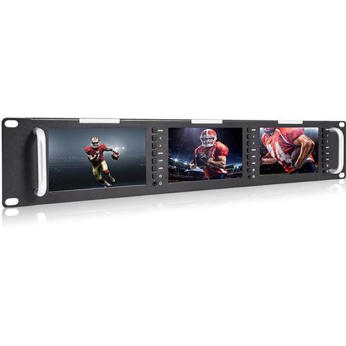 Laizeske Triple 5" 2RU 800 x 480 Broadcast LCD Rack Mount Monitor with 3G-SDI & HDMI AV Input Output