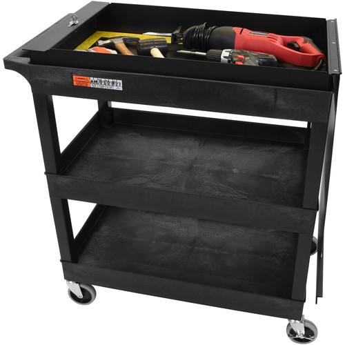 Luxor Three-Shelf Tub Cart with Locking Toolbox