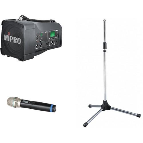 MIPRO OfficeBuddy 50W Personal PA System with Wireless Handheld Microphone and Speaker Stand