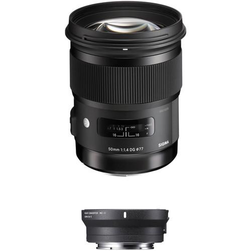 Sigma 50mm f 1.4 DG HSM Art Lens for Sigma SA and MC-11 Mount Converter Lens Adapter for Sony E Kit