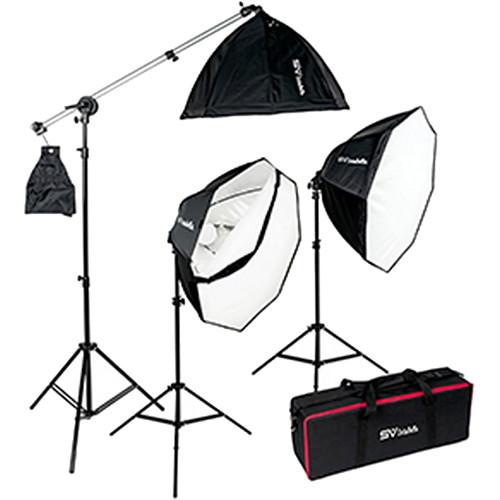 Smith-Victor OctaBella 1500W 3-Light LED Softbox Kit with Boom Arm