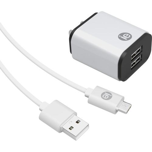 iEssentials 2.4A Dual USB Type-A Port Wall Charger with USB Type-C Cable