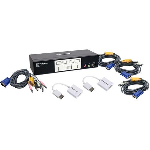 IOGEAR Miniview KVM Switch Kit with DisplayPort Adapters