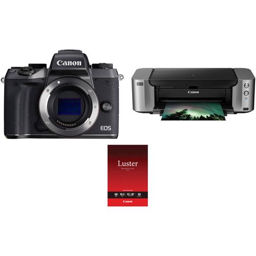 Canon EOS M5 Mirrorless Digital Camera Body with Inkjet Printer Kit