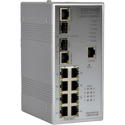 COMNET 10-Port PoE Environmentally Hardened Managed Ethernet Switch with Eight 10 100BASE-TX & Two 10 100 1000BASE-TX FX Combo Ports