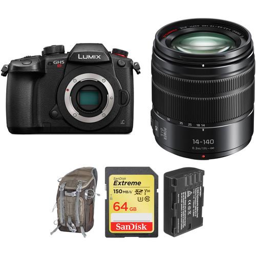Panasonic Lumix DC-GH5S Mirrorless Micro Four Thirds Digital Camera Body with 14-140mm Lens and Accessories Kit