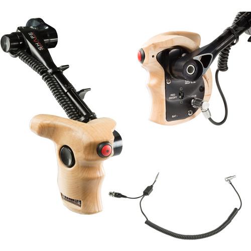 SHAPE Stop & Start Handle Grip with Telescopic Wood ARRI Rosette for RED Camera