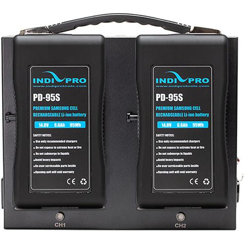 IndiPRO Tools 2x Compact 95Wh V-Mount Li-Ion Batteries with Dual Fusion V-Mount Charger