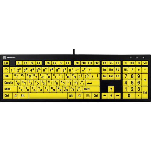 LogicKeyboard XL Print NERO PC Slimline Large Print American English and Hebrew Keyboard
