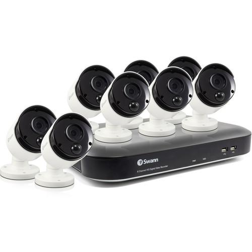 Swann Pro Series 8-Channel 5MP DVR with 2TB HDD and 8 5MP Outdoor Bullet Cameras