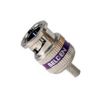 Belden 1855A Mini RG59 3-Piece Crimp Belden BNC Connector with Purple Band