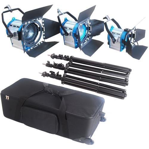 CAME-TV 3-Piece Fresnel Tungsten Studio Video Spot Light Kit