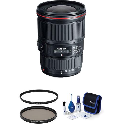 Canon EF 16-35mm f 4L IS USM Lens with Accessories Kit