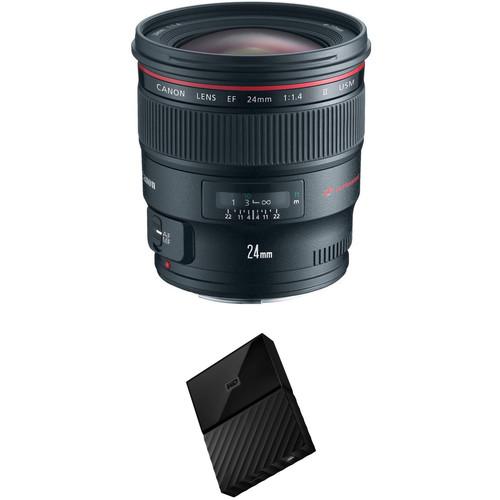 Canon EF 24mm f 1.4L II USM Lens with External Hard Drive Kit