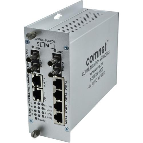 COMNET 8-Port Multimode 10 100Mbps Drop Insert Repeat 6TX 2FX Ethernet Self-Managed Switch with PoE
