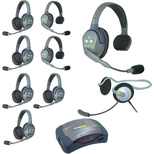 Eartec Ultralite Hub 9 Person System with 3 Single 5 Double 1 Monarch, and Batteries, Charger and Case