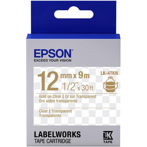 Epson LabelWorks Clear LK Tape Gold on Clear Cartridge
