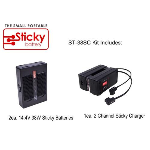 Hawk-Woods Two 14.4V Sticky Battery Packs & 2-Channel Charger