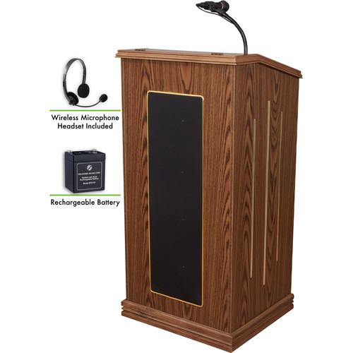 Oklahoma Sound Prestige Sound Lectern with Rechargeable Battery & Wireless Headset Mic
