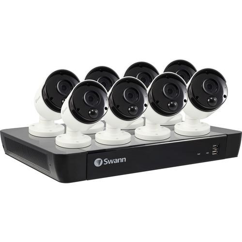 Swann 16-Channel 4K UHD NVR with 2TB HDD & 8 4K Outdoor Night Vision Bullet Cameras with Audio