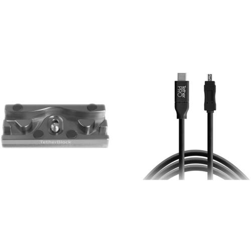 Tether Tools TetherPro USB Type-C to Mini-USB 2.0 Type-B Cable with TetherBLOCK QR Plus Quick Release Plate