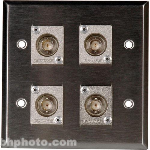 TecNec WPL-2108 2-Gang Wall Plate with 4 Female BNC Connectors