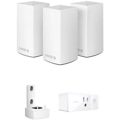 Linksys Velop Wireless AC-3900 Dual-Band Whole Home Mesh Wi-Fi System with Wall Mount and Smart Plug Kit