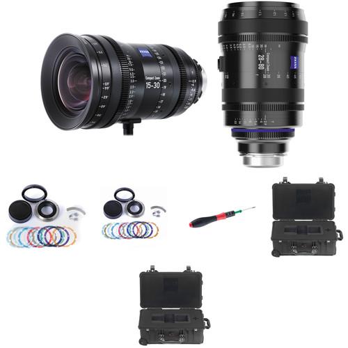 ZEISS CZ.2 Set #1 Two PL Mount Zoom Lens Bundle of 15-30 and 28-80 with Swappable Canon Mounts, Cases