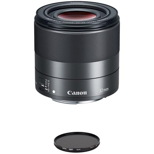 Canon EF-M 32mm f 1.4 STM Lens with Circular Polarizer Filter Kit
