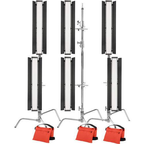 Genaray Stacked Lighting 36" Soft Strip 6-Light Pro Kit with C-Stands