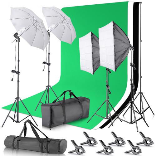 Neewer 4-Light Kit with Background Support System, Neewer, 4-Light, Kit, with, Background, Support, System