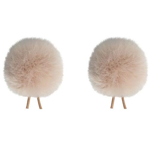 Bubblebee Industries Twin Windbubbles Miniature Imitation-Fur Windscreen Set for Lav Mics 3 to 4mm