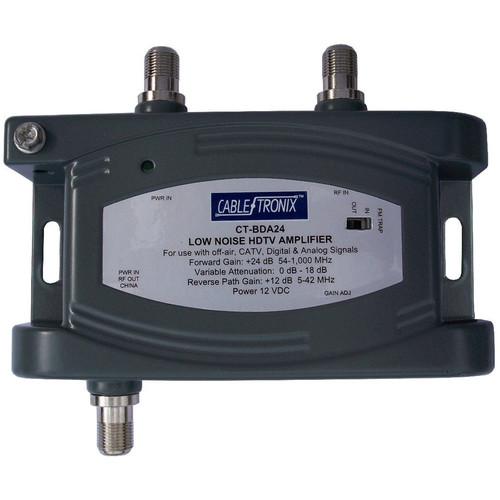CableTronix CT-BDA24 1 GHz Single Input Output Multimedia Drop Amplifier with Adjustable Gain Control and Switchable FM Trap