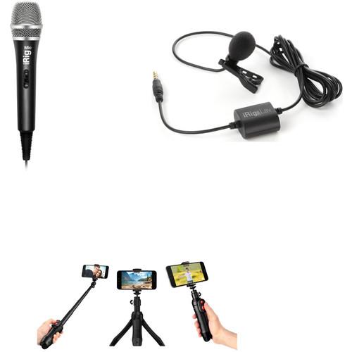 IK Multimedia Mobile Field Kit with iRig Mic, iRig Lav, and iKlip Grip Pro