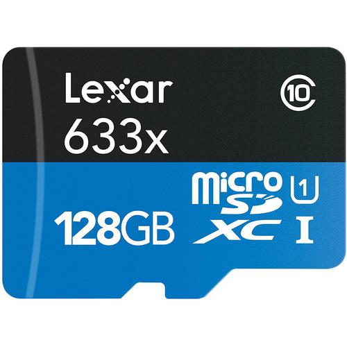 Lexar 128GB High-Performance 633x UHS-I microSDXC Memory Card with SD Adapter
