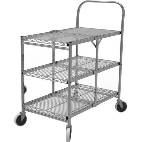 Luxor Three-Shelf Collapsible Wire Utility Cart