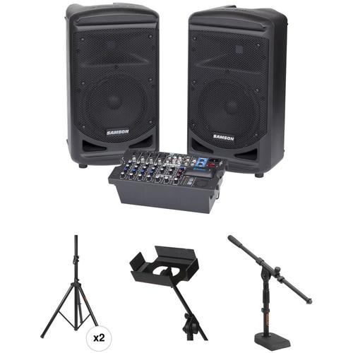 Samson Expedition XP800 Kit with Two Speaker Stands and Mixer Stand