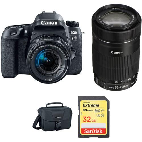 Canon EOS 77D DSLR Camera with 18-55mm and 55-250mm Lenses Kit