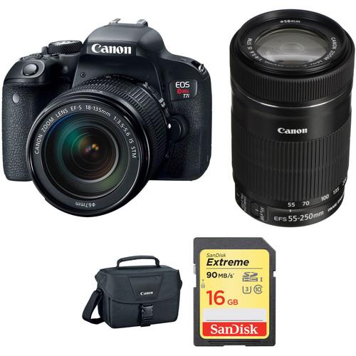 Canon EOS Rebel T7i DSLR Camera with 18-135mm and 55-250mm Lenses Kit