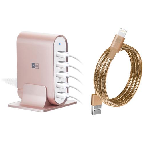 Case Logic 7.1A Five-Port USB Charging Station with Spiral Lightning Cable Kit