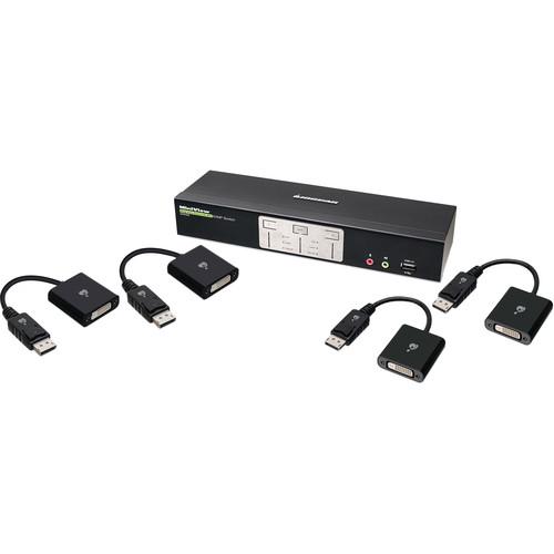 IOGEAR 2-Port DualView Dual-Link DVI KVMP Switch with Audio Kit with Four DisplayPort Adapters
