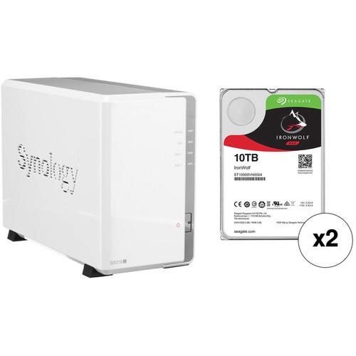 Synology DiskStation 20TB DS218j 2-Bay NAS Enclosure Kit with Seagate NAS Drives