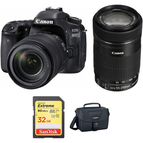Canon EOS 80D DSLR Camera with 18-135mm and 55-250mm Lenses Kit
