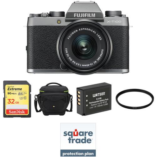 FUJIFILM X-T100 Mirrorless Digital Camera with 15-45mm Lens and Deluxe Accessory Kit