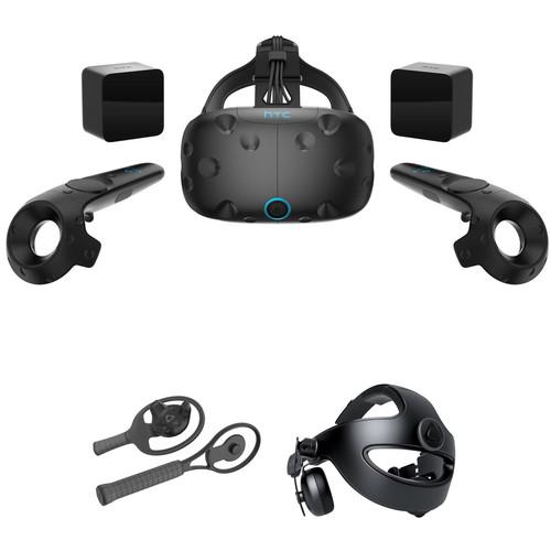 HTC Vive VR Headset Kit with Racket Sports Set and Deluxe Audio Strap, HTC, Vive, VR, Headset, Kit, with, Racket, Sports, Set, Deluxe, Audio, Strap