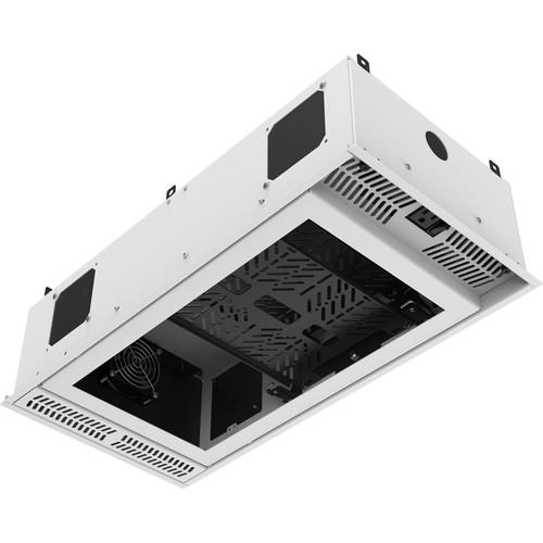 Atlas Sound 1x2 CeilingMount Rack 2RU,1 2 Wide Ambitilt Shelf Intgrtd Current Sensing PWRPK No Projector PoleMnt